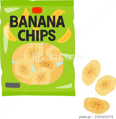 袋入りのバナナチップ 袋入りのバナナチップ 105428374