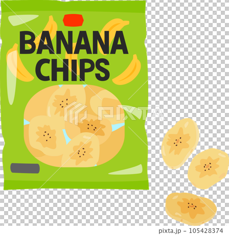 袋入りのバナナチップ 袋入りのバナナチップ 105428374