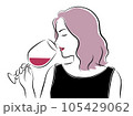 ワイングラスを持つ女性　色付き 105429062