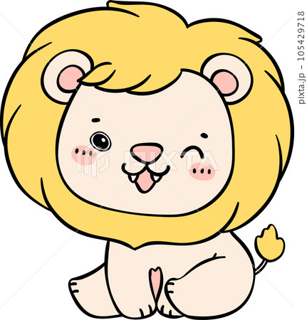 cute baby lion cartoon doodle is a charming and innocent illustration of a playful cub. 105429718