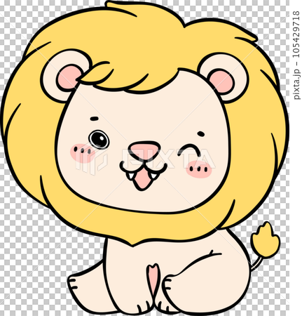 cute baby lion cartoon doodle is a charming and innocent illustration of a playful cub. 105429718