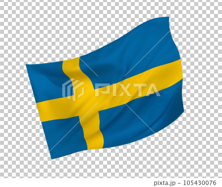 風になびくシンプルな3Dスウェーデン国旗 105430076