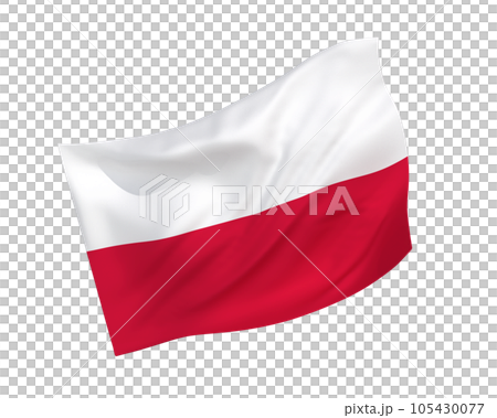 風になびくシンプルな3Dポーランド国旗 105430077