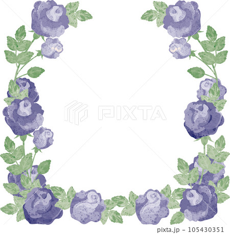フレーム　薔薇　バラ　ばら　花　水彩　手描き　装飾　背景　枠　イラスト素材 105430351