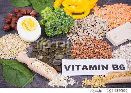Various ingredients as source natural vitamin B6, minerals and fiber. Healthy eating Various ingredients as source natural vitamin B6, minerals and fiber. Healthy eating 105430595