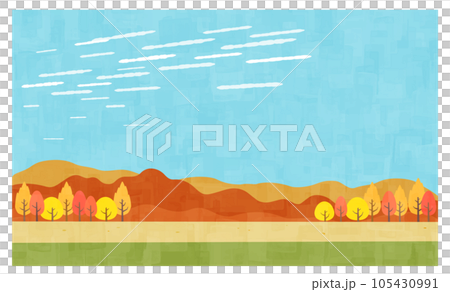 Flat road and autumn background material Horizontal position 105430991