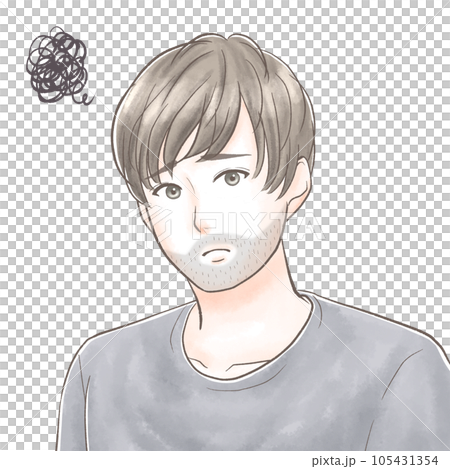 A young man suffering from the bristles of his beard Watercolor style A young man suffering from the bristles of his beard Watercolor style 105431354