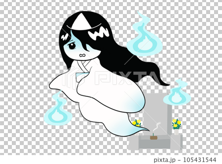 墓地にいる女の幽霊 墓地にいる女の幽霊 105431544