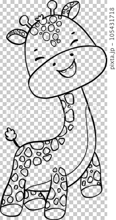 Cute baby giraffe doodle hand drawing outline, innocence and mischief safari animals Cute baby giraffe doodle hand drawing outline, innocence and mischief safari animals 105431718