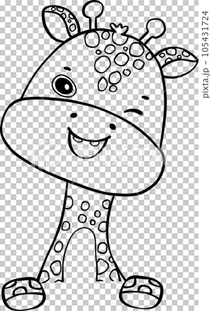 Cute baby giraffe doodle hand drawing outline, innocence and mischief safari animals 105431724