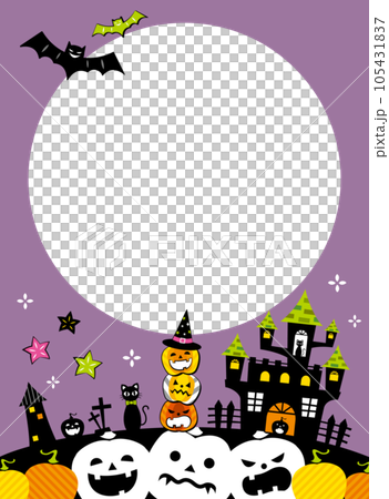 カボチャとお城のハロウィンフレーム 105431837