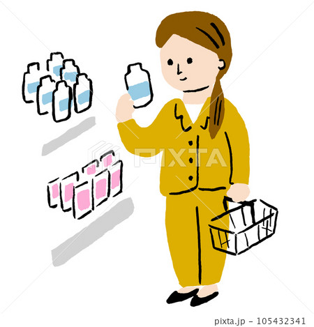 仕事帰りにスーパーで買い物をする女性 105432341