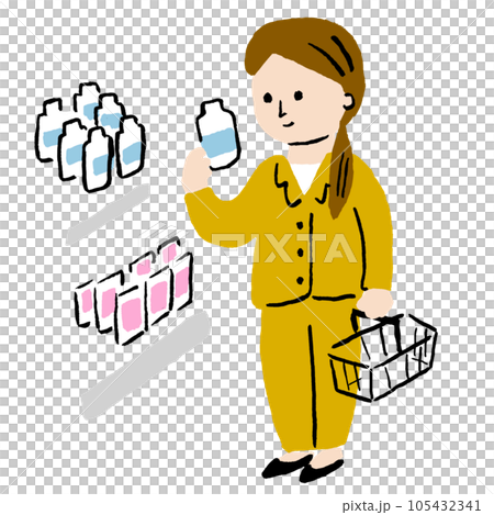 仕事帰りにスーパーで買い物をする女性 105432341