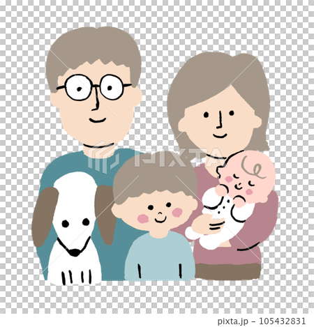 young family and pets 105432831