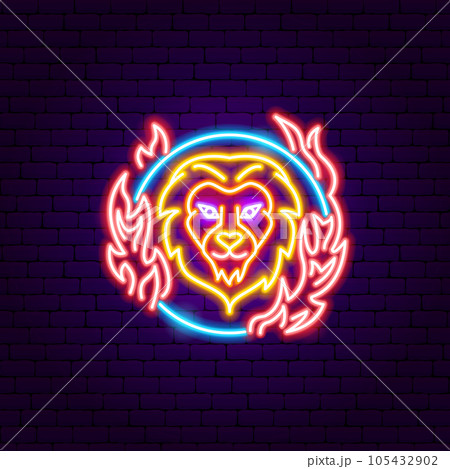 Lion Fire Neon Sign Lion Fire Neon Sign 105432902