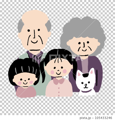 爺爺奶奶和孫子和貓 105433246