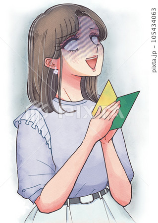 少女漫画系・ガーン…白目をむいて落ち込む初心者の女性 少女漫画系・ガーン…白目をむいて落ち込む初心者の女性 105434063