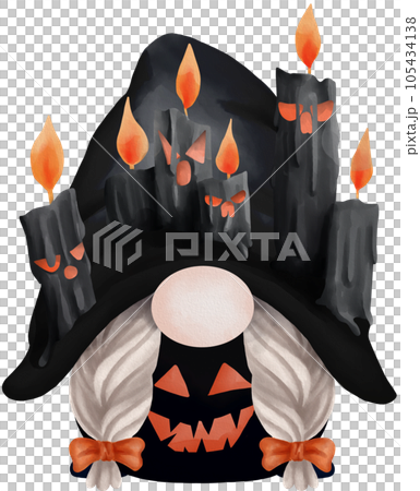 Cartoon Halloween gnome funny Watercolor Clip art cute illustrations Cartoon Halloween gnome funny Watercolor Clip art cute illustrations 105434138