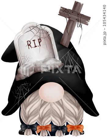 Cartoon Halloween gnome funny Watercolor Clip art cute illustrations Cartoon Halloween gnome funny Watercolor Clip art cute illustrations 105434140