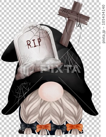 Cartoon Halloween gnome funny Watercolor Clip art cute illustrations Cartoon Halloween gnome funny Watercolor Clip art cute illustrations 105434140