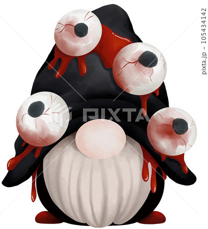 Cartoon Halloween gnome funny Watercolor Clip art cute illustrations 105434142