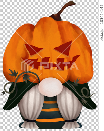 Cartoon Halloween gnome funny Watercolor Clip art cute illustrations 105434143