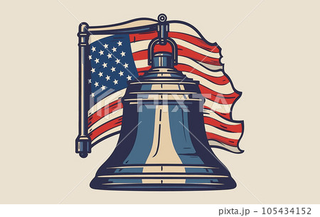 Liberty Bell vector for patriot day flat ,freedom bell flag silhouette minimali vector illustration Liberty Bell vector for patriot day flat ,freedom bell flag silhouette minimali vector illustration 105434152