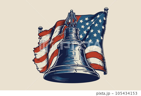 Liberty Bell vector for patriot day flat ,freedom bell flag silhouette minimali vector illustration 105434153
