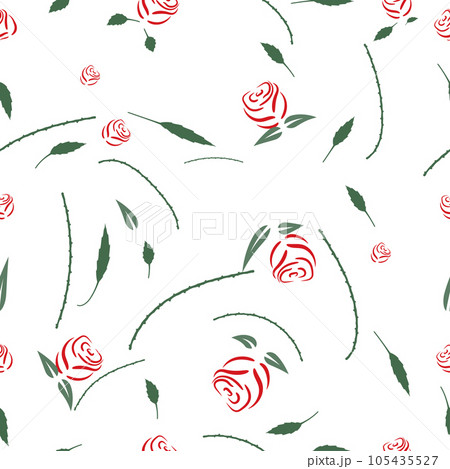 Rose Branch Leaf thorn spread, vector Illustration On the white background, Design for Wedding, love paper, gift wrapping, fabric pattern, embroidery and weaving style. Rose Branch Leaf thorn spread, vector Illustration On the white background, Design for Wedding, love paper, gift wrapping, fabric pattern, embroidery and weaving style. 105435527