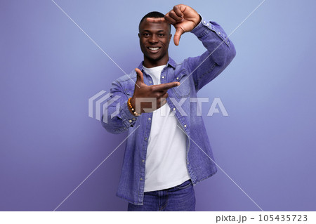 portrait of a 30 year old cheerful perky american man with a short haircut dressed stylishly in 105435723