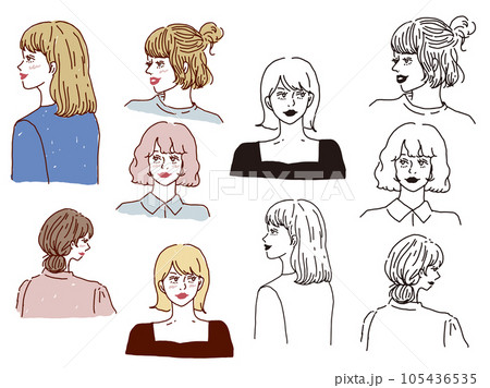 白黒、モノトーン、線画のイラスト:手書き、オシャレ、ファッション、可愛い、インテリア、女の子、人物 白黒、モノトーン、線画のイラスト:手書き、オシャレ、ファッション、可愛い、インテリア、女の子、人物 105436535