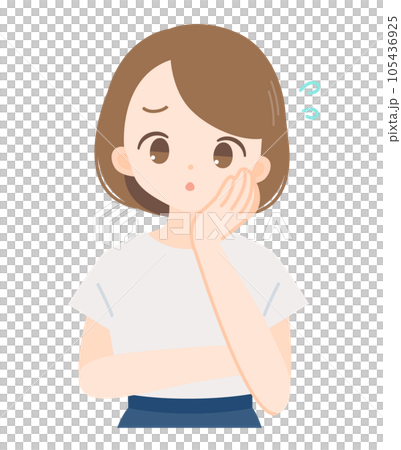 一個拄著拐杖、滿臉愁容的女人 105436925