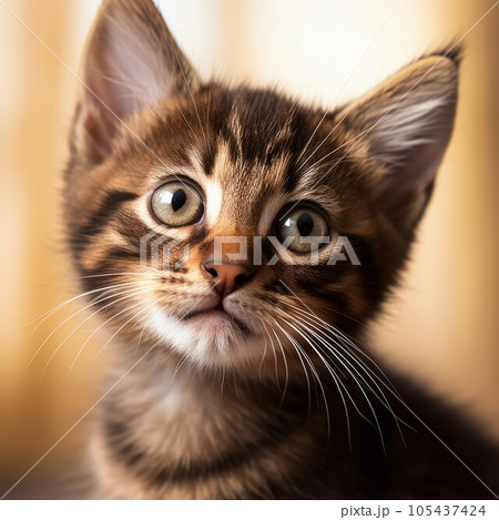 Portrait of a cute chocolate Ocicat kitten...のイラスト素材 [105437424] - PIXTA