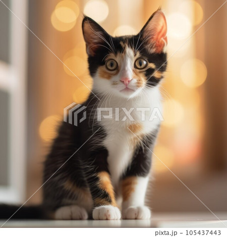 Portrait of a tortoiseshell Japanese Bobtail...のイラスト素材 [105437443] - PIXTA