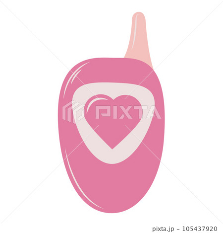 Pink retro cellphone in flat style, barbiecore aesthetic. Vector sketch illustration isolated on white background. Cute Design elements. 105437920