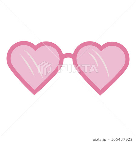 Pink trendy sunglasses in flat style, barbiecore aesthetic. Vector sketch illustration isolated on white background. Cute design elements. 105437922