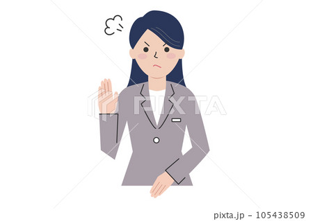 怒りを露わにするスーツの女性のイラスト素材 105438509