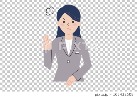 怒りを露わにするスーツの女性のイラスト素材 105438509