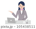 パソコンの前で案内をする受付の女性 105438511