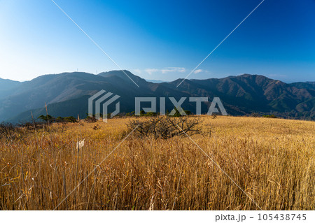 三平山山頂から見た中国山地の山並み　岡山県真庭市・鳥取県日野郡江府町 105438745