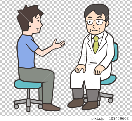 Young male patient talking to a doctor Young male patient talking to a doctor 105439608