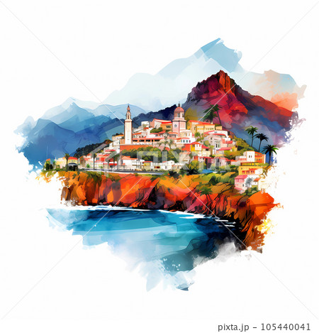Illustration of a beautiful view of a tropical island 105440041