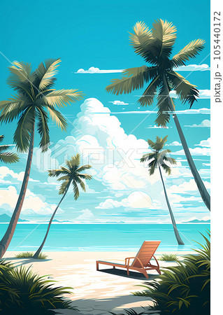 Illustration of a beautiful view of a tropical island Illustration of a beautiful view of a tropical island 105440172
