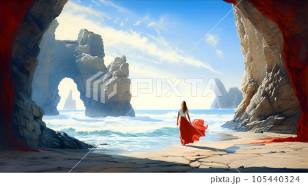 Panoramic view of the beach of Etretat in Normandy, France Panoramic view of the beach of Etretat in Normandy, France 105440324