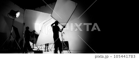 Silhouette of video production behind the scenes or B roll 105441783