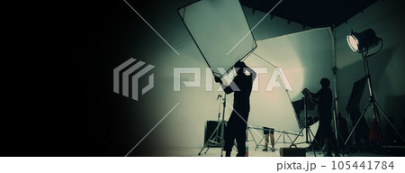 Silhouette of video production behind the scenes or B roll 105441784