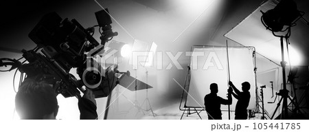 Silhouette of video production behind the scenes or B roll 105441785