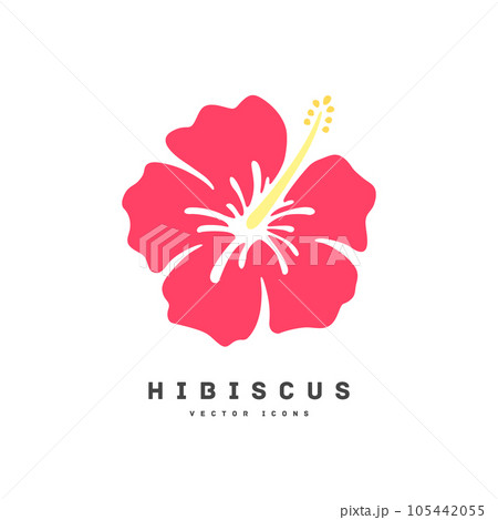ハイビスカス フラットデザインアイコン ベクターイラスト 105442055