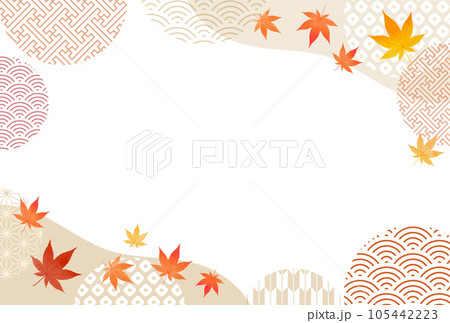 秋・紅葉・舞う・葉・お歳暮・敬老の日・和柄・フレーム 秋・紅葉・舞う・葉・お歳暮・敬老の日・和柄・フレーム 105442223