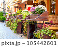 Chairs and table on empty terrace at cafe . 105442601
